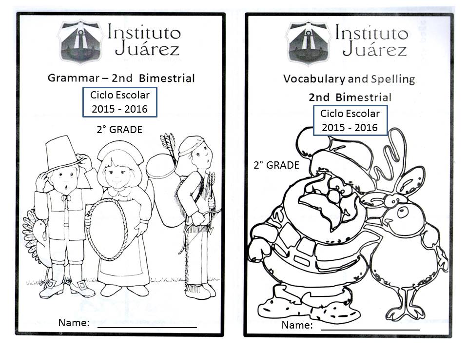 Instituto Juárez 2° Primaria Portadas de inglés segundo bimestre para