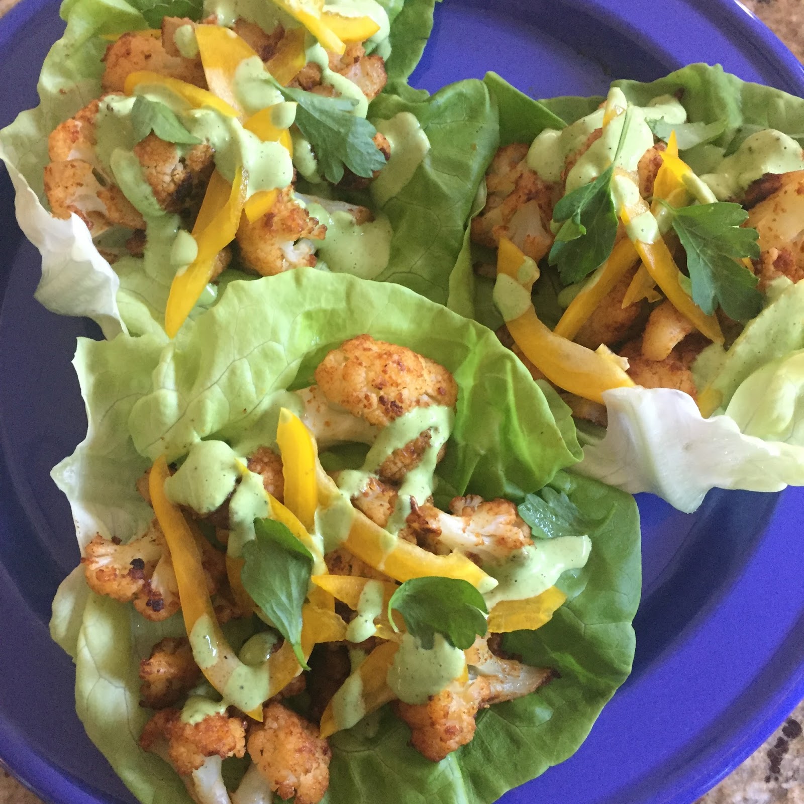 Crystal P Fitness and Food Cauliflower Tacos with Cilantro Lime Sauce