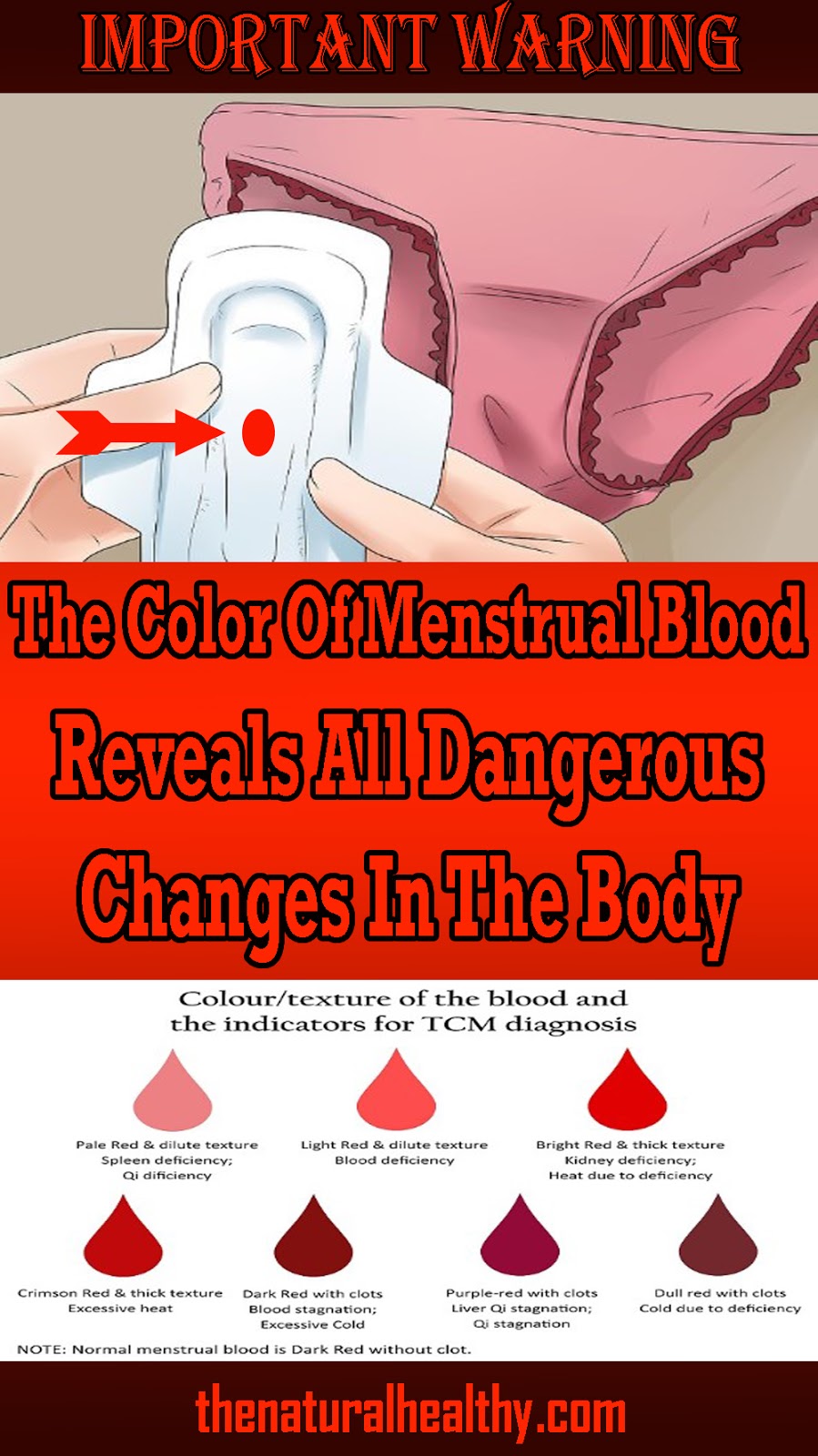 Change of the color of blood during your period should
