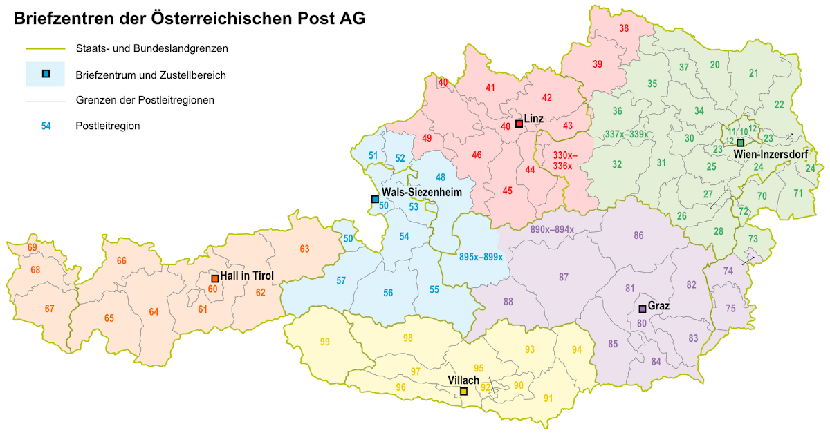 Landkartenblog: Postleitzonenkarte von Österreich