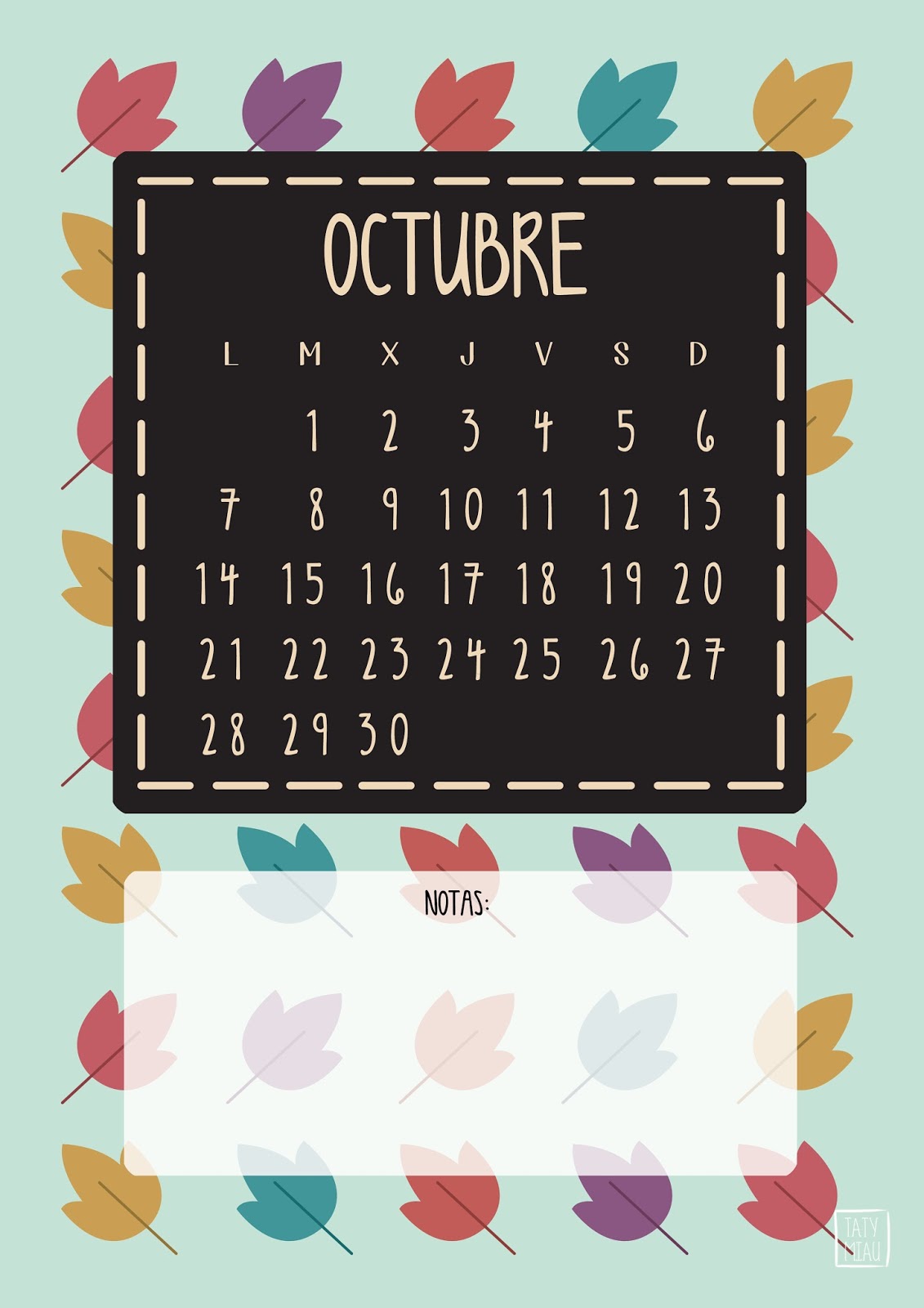 taty miau: Calendario de Octubre