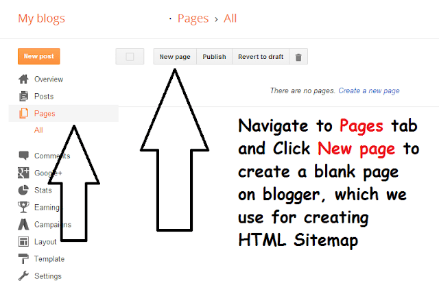 how to create simple html sitemap page in blogger