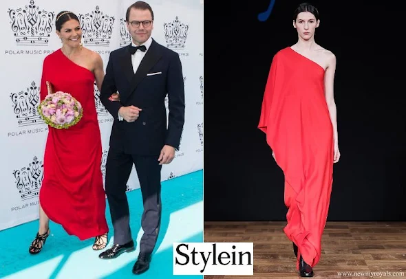 Crown Princess Victoria wore Stylein One Shoulder red gown from Autumn Winter 18 Collection