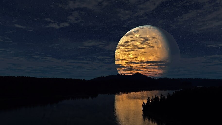 Big, Full Moon, Night, Sky, Scenery, 4K, #6.947
