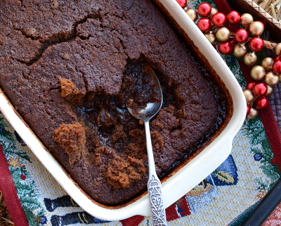 Gingerbread Pudding Cake ♥ KitchenParade.com, layers of cake and pudding. It's magic!