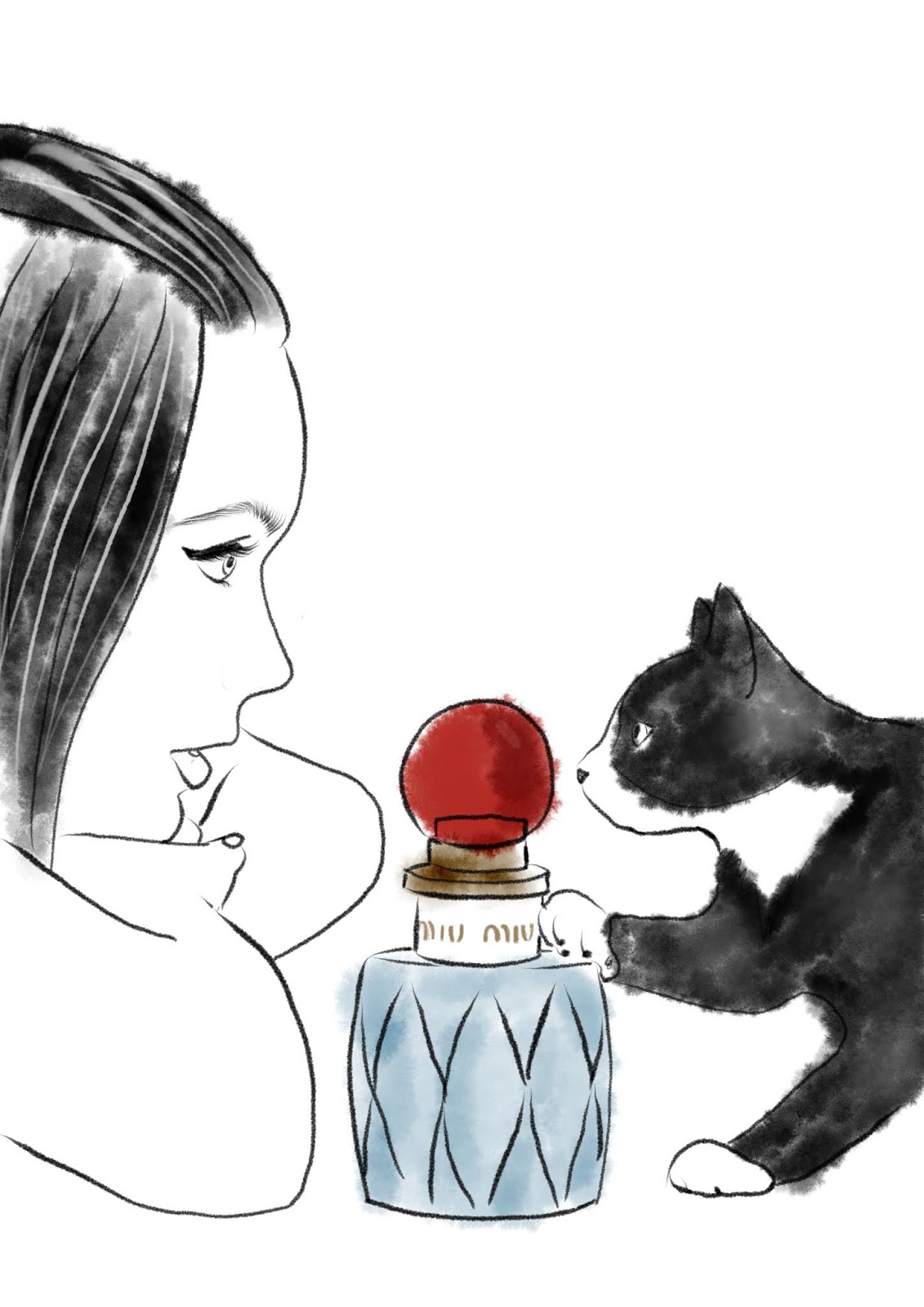 Miu Miu perfume ad fashion illustration by Stella Visual