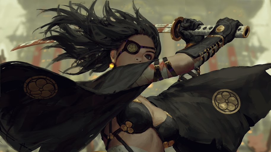 Samurai, Girl, Katana, Fantasy, Art, 4K, #95