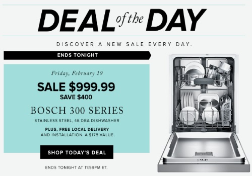 Hudson's Bay Deal of the Day Bosch 300 Series Dishwasher $400 Off