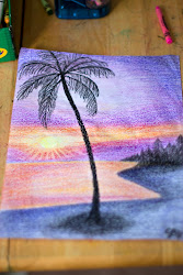 crayon drawing drawings amazing crayons sunset drawn beach lee hammond professional scenery tree cool crayola painting paintings colorful nature palm