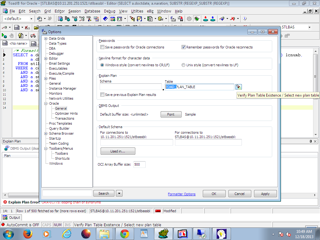 ORA01775 Looping chain of synonyms