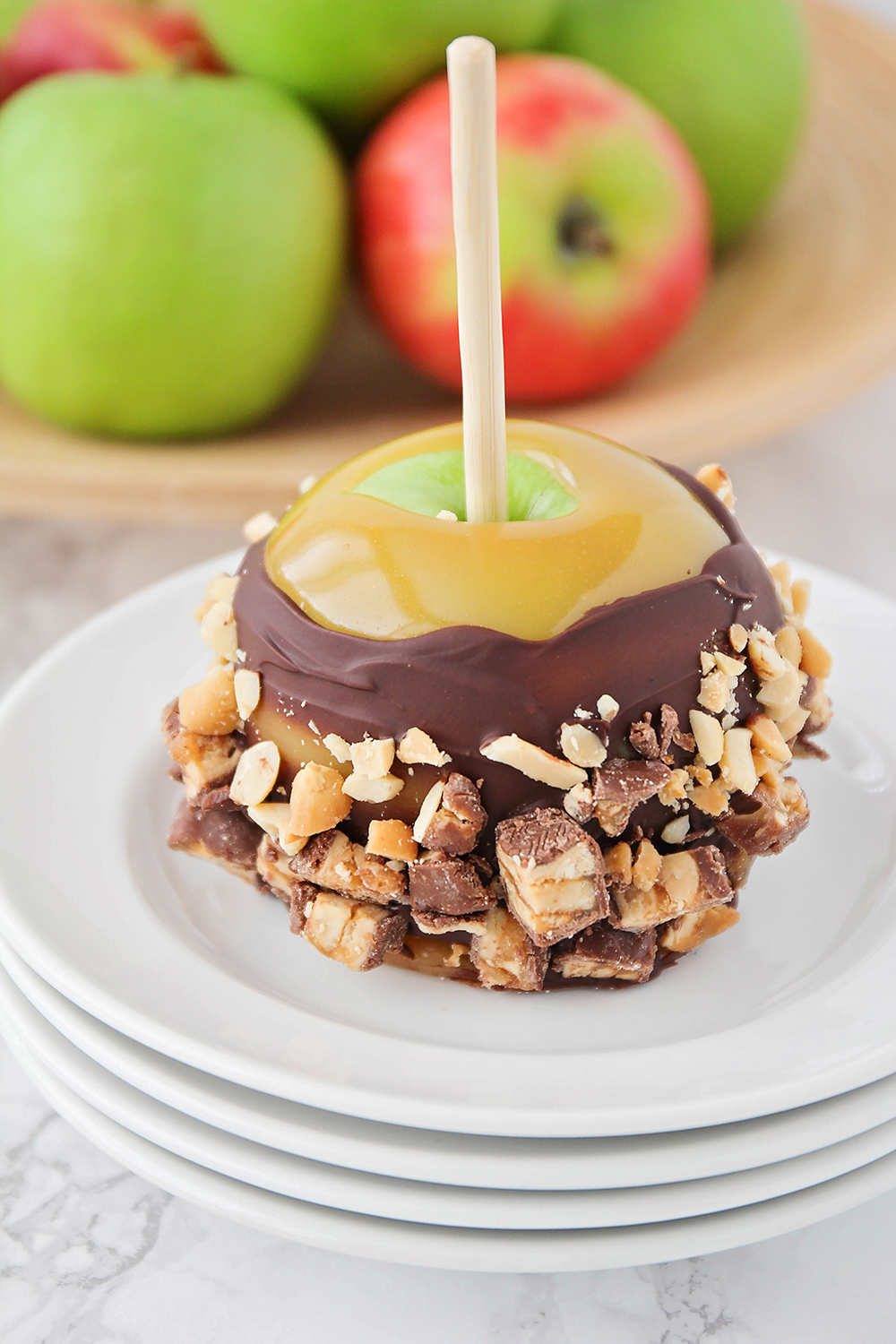 These gourmet caramel apples are made with the best homemade caramel, and taste just like the ones from the candy shop!