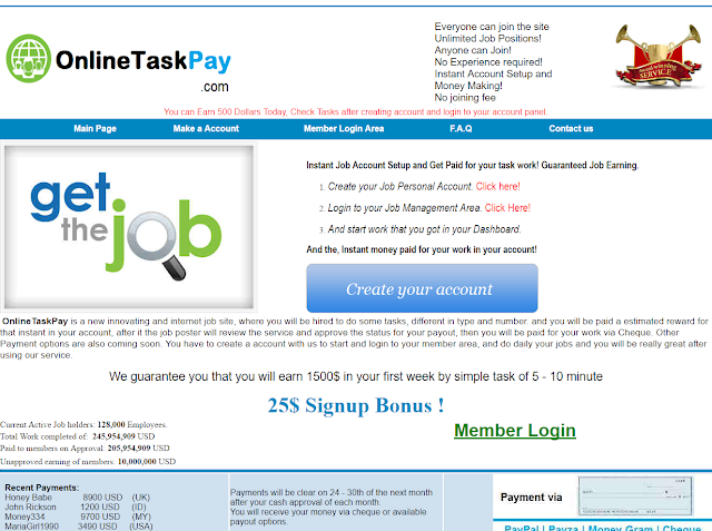 OnlineTaskPay Review - OnlineTaskPay Scam - OnlineTaskPay Payment Proof