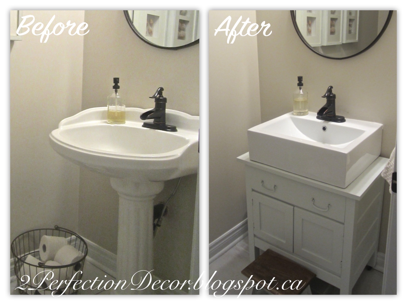 2perfection Decor Antique Wash Basin Stand Into Vanity Makeover Antique Wash Basin Stand Into Vanity Makeover
