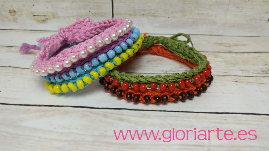 pulseras de ganchillo con cuentas