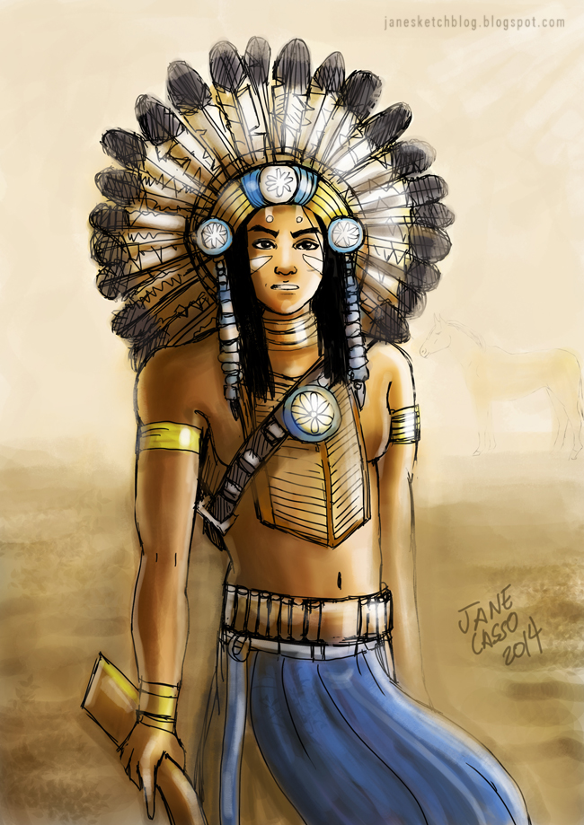 Dibujos y Sketches de Jane Lasso: Dibujo digital : El guerrero Apache