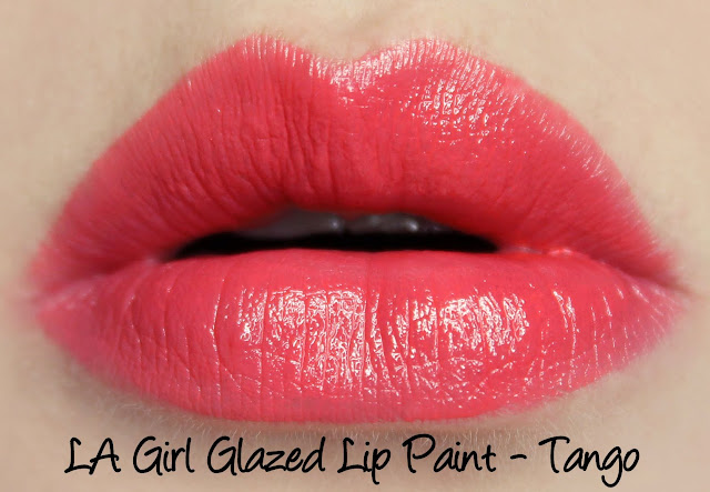LA Girl Glazed Lip Paint - Tango Swatches & Review