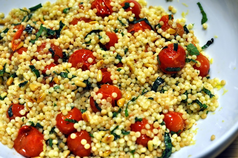 Pearl Couscous with Roasted Cherry Tomatoes and Pine Nuts | Taste As You Go