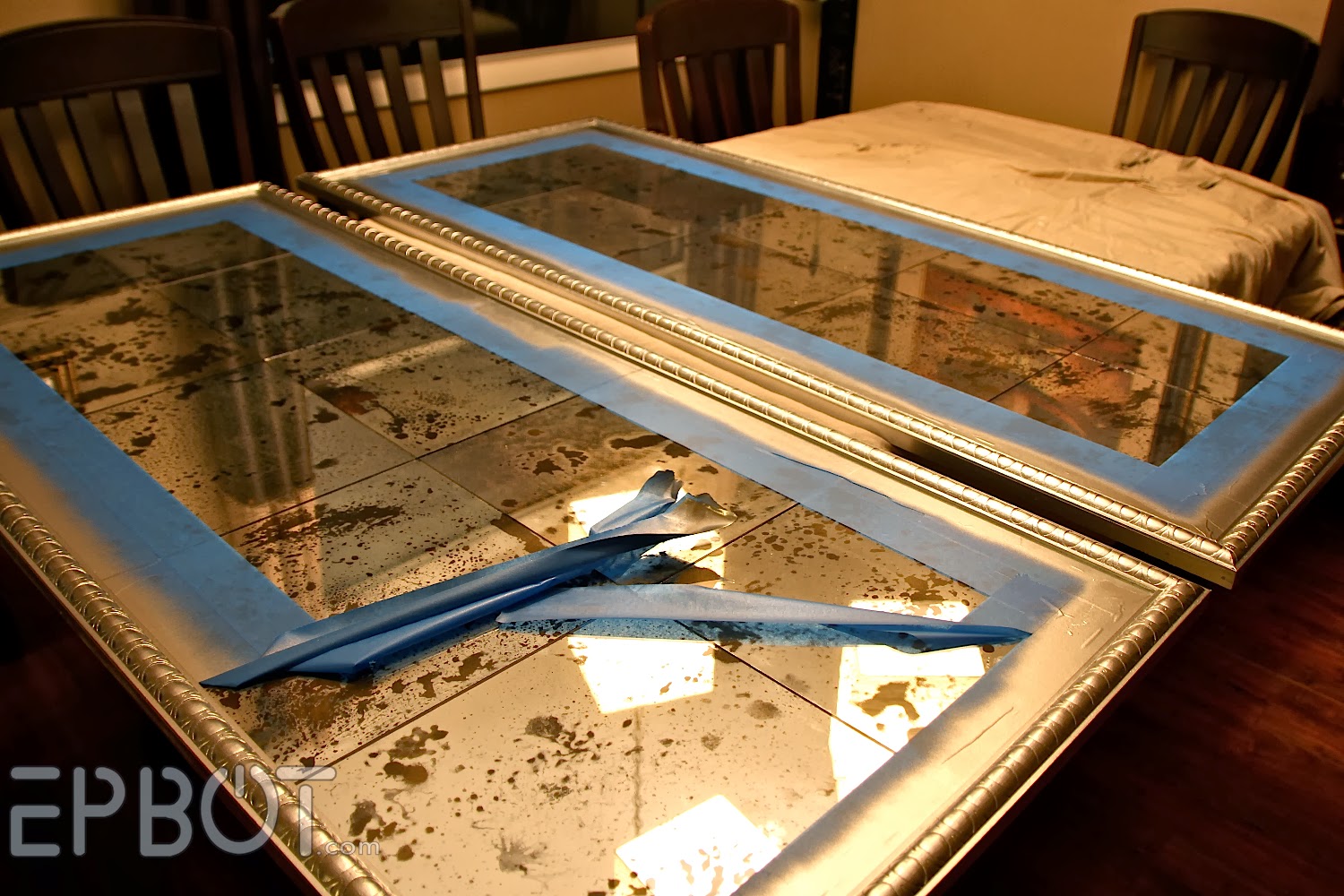 EPBOT DIY Antiqued Mirror Wall Panels (Or, "Fun With Muriatic Acid!")