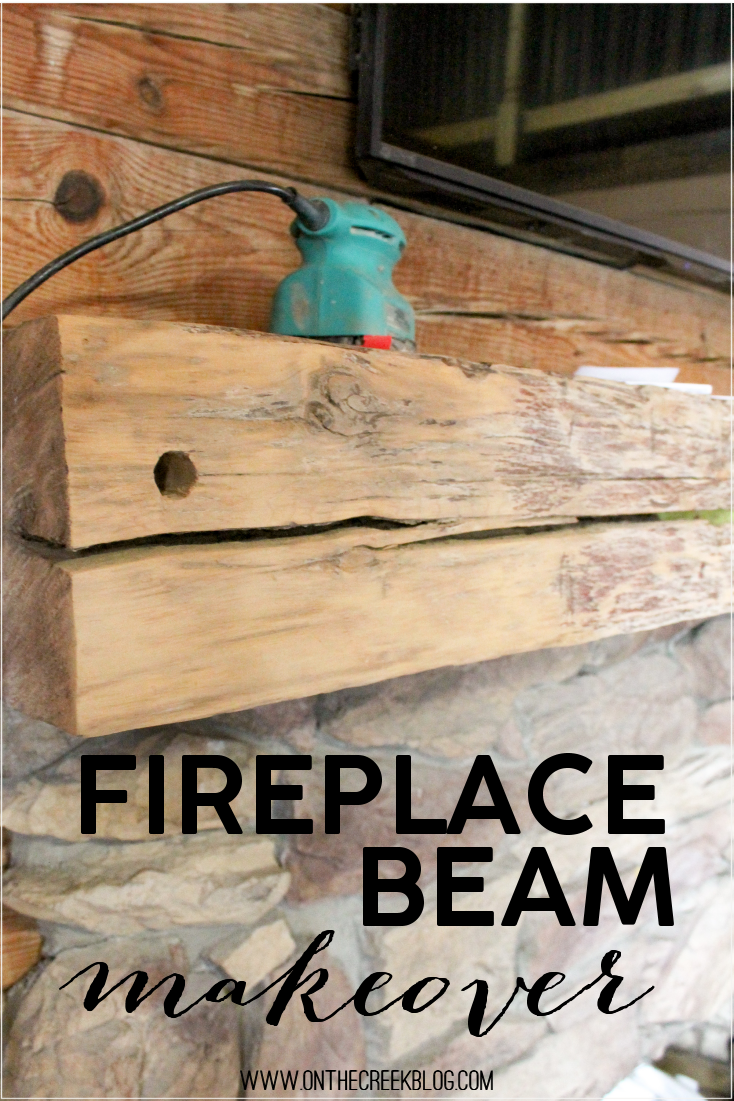 Fireplace beam mantle makeover!