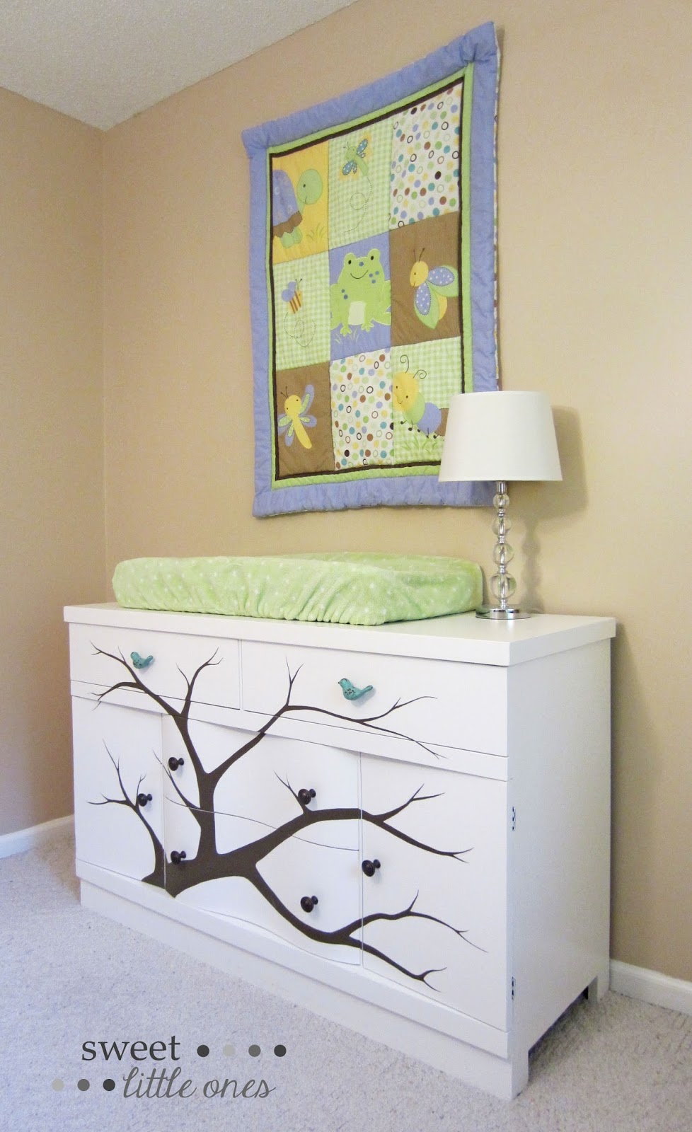 DIY Furniture, Dresser Makeover: Hand Painted Tree - www.sweetlittleonesblog.com