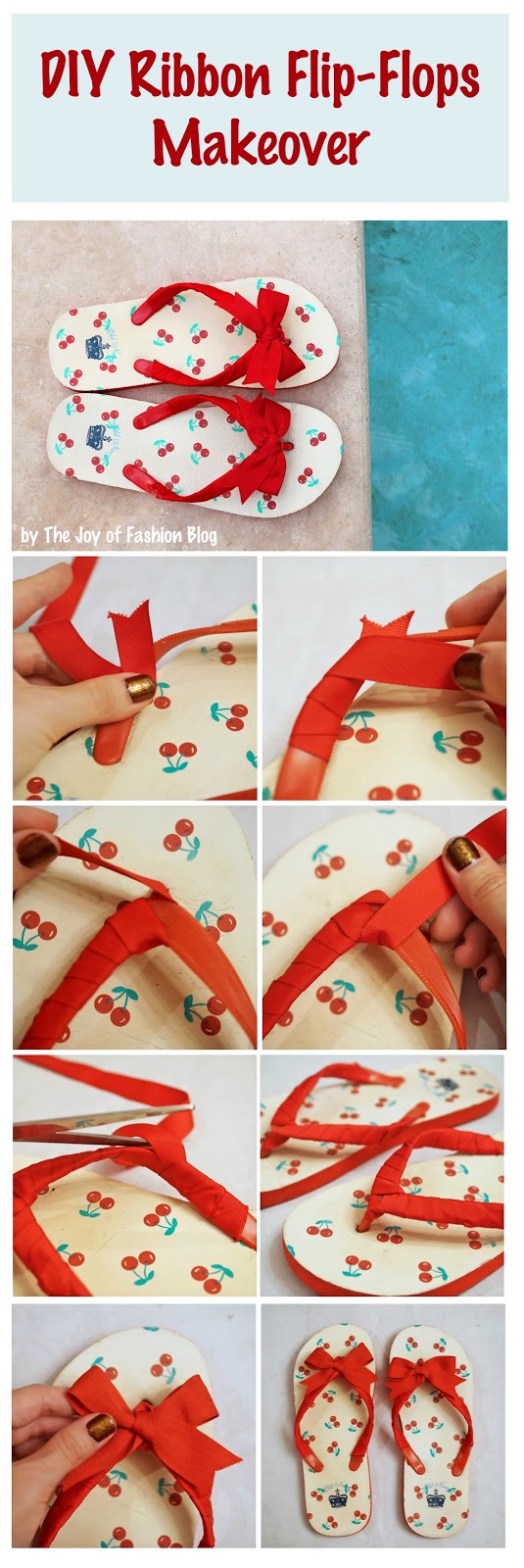Simple DIY Flip Flops Makeover using Ribbon