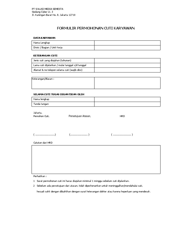 Form Cuti Wood Scribd Indo