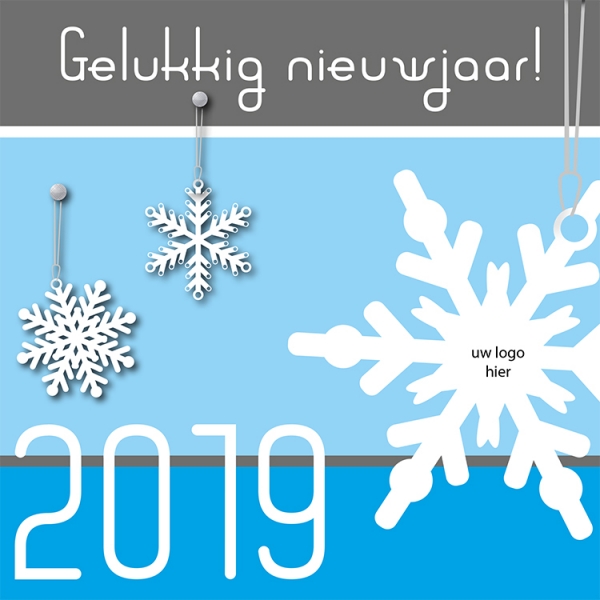 2019 gelukkig nieuwjaar met jaartal en sneeuwvlokken