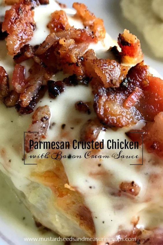 Parmesan Crusted Chicken with Bacon Cream Sauce
