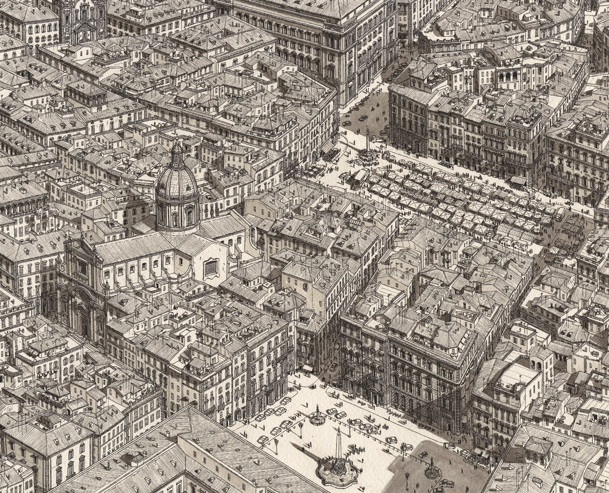 01-Rome-Piazza-Stefan-Bleekrode-Fantasy-in-Detailed-Architectural-Drawings-www-designstack-co