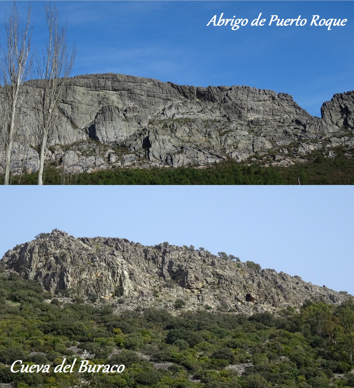 Dos ejemplos de pinturas rupestres esquemáticas en la comarca de Sierra de San Pedro