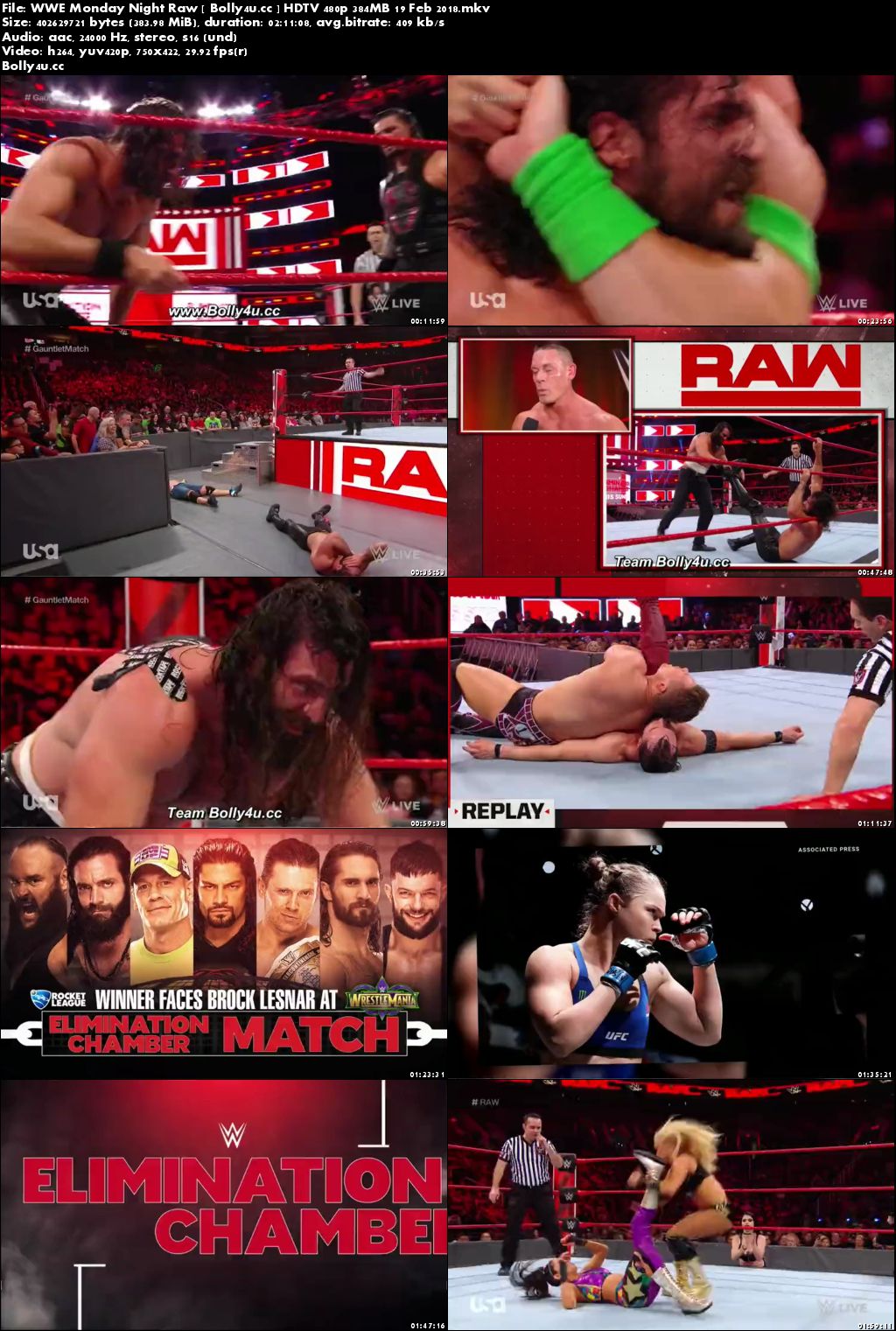 WWE Monday Night Raw HDTV 480p 350MB 19 Feb 2018 Download