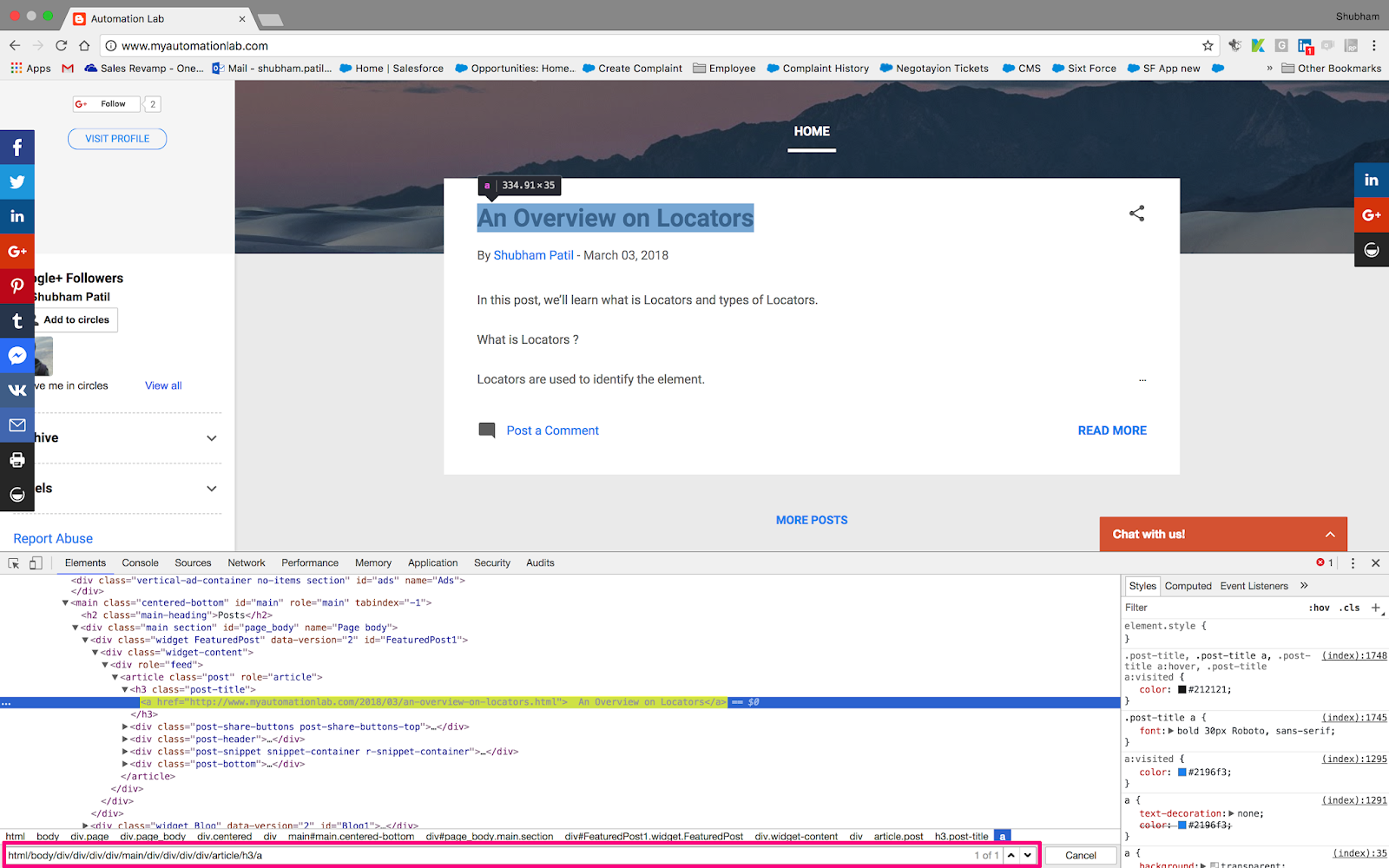 An Overview on xPath My Automation Lab
