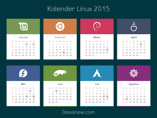 Desain vektor kalender linux 2015 - Calendar Vector Design