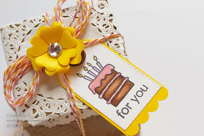 SRM Stickers Blog - Birthday Kraft Box by Amy - #birthday #giftbox #clearstamps #birthday #twine #doiliy #kraftbox 