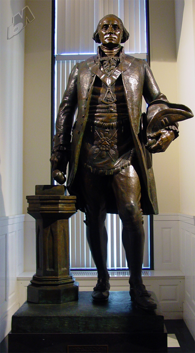 george washington presidential inauguration statue at his masonic temple's memorial in washington dc
