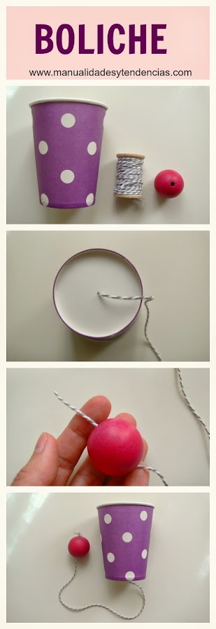 Boliche hecho con vasos de papel