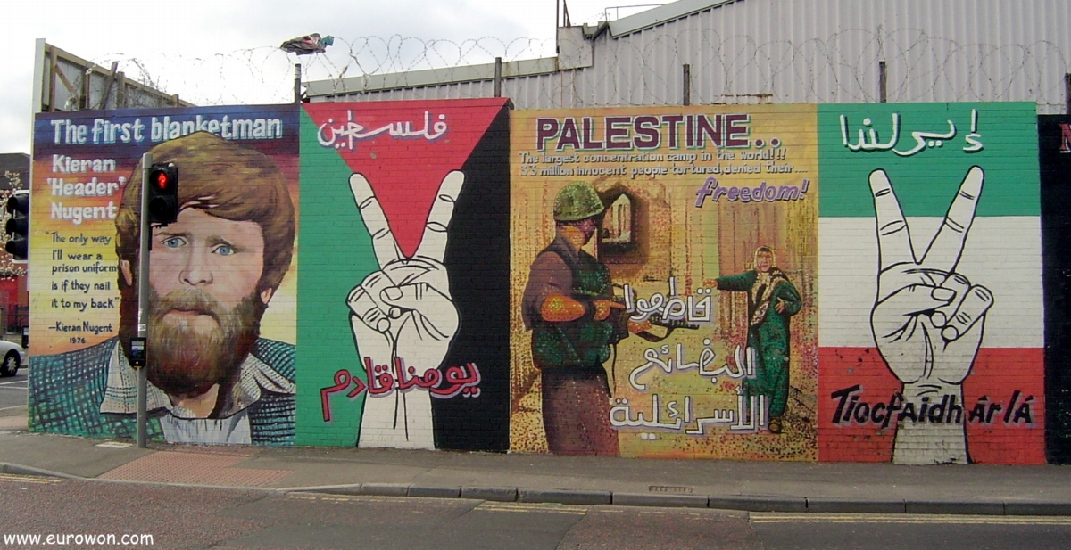Mural a favor de Palestina en Irlanda del Norte