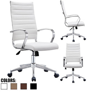 Modern White Office Chair with Swivel Tilt Adjustable