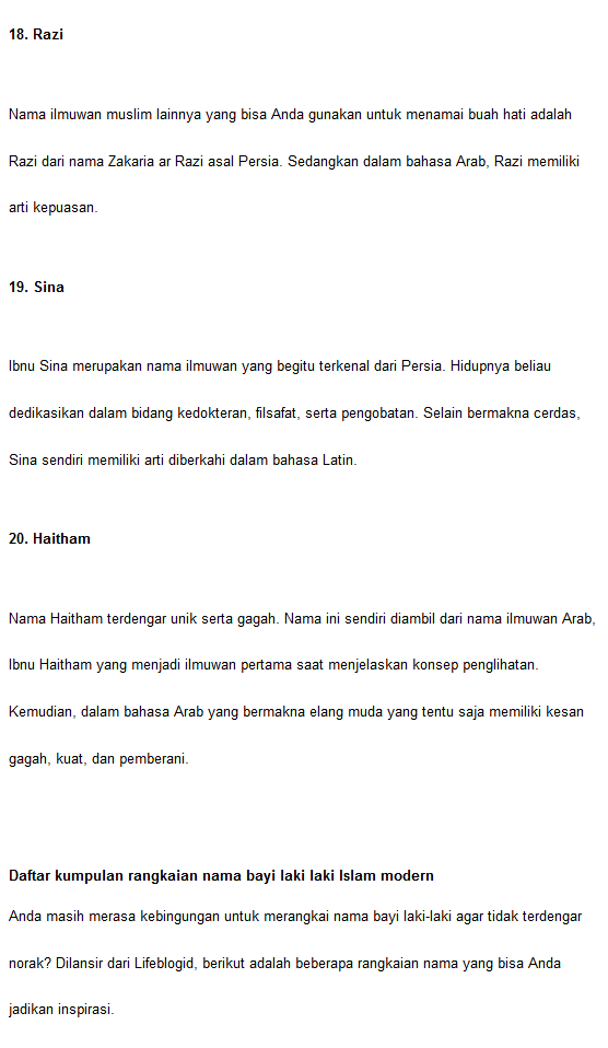 25 Nama Bayi Laki Laki Islam Pilihan Dengan Artinya Baitul Ilmi