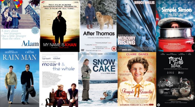 Le copertine di alcuni film che trattano il tema dell'autismo. Le copertine di alcuni film che trattano il tema dell'autismo.