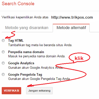 Cara Mengverifikasi Blog di Google Webmaster Tool Cara Mengverifikasi Blog di Google Webmaster Tool