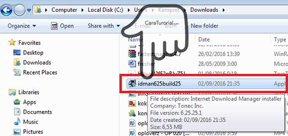 Lokasi file Installer IDM