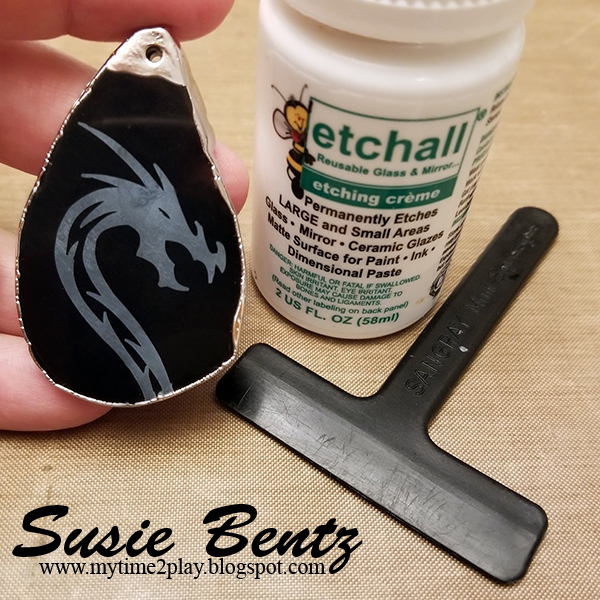 My Time To Play: Etched Stone Dragon Agate Slice Pendant with Etchall®