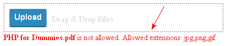 php mulitple file upload error message