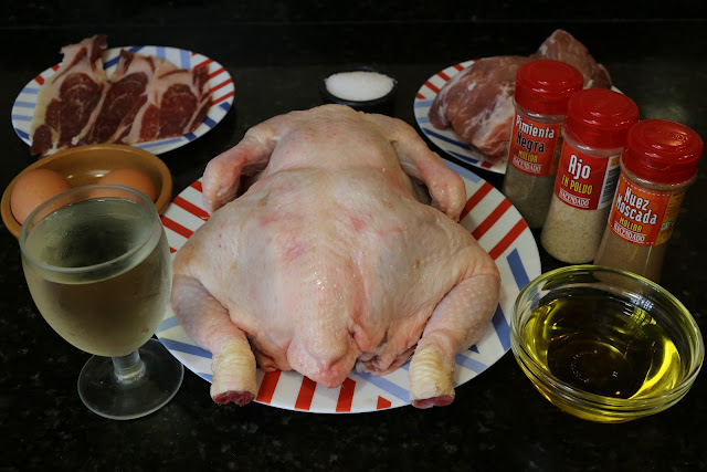 Ingredientes para pollo relleno al horno