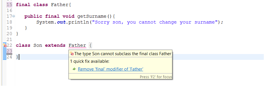 How to use Final keyword in Java? Examples | Java67