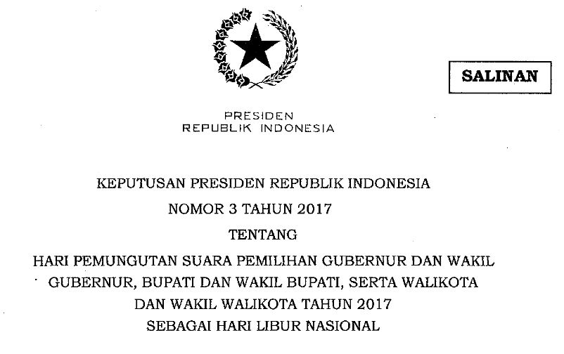 Surat Edaran Hari Libur Nasional 15 Februari 2017 Guru