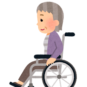 横から見た車椅子に乗る人のイラスト（おばあさん）
