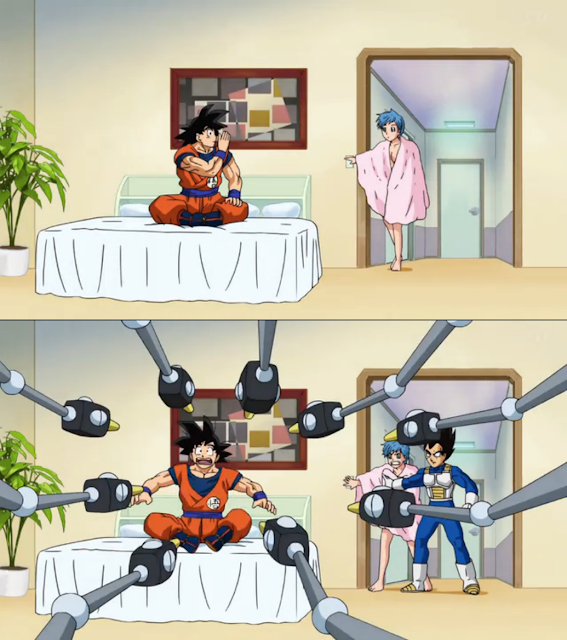 Goku instant transmissioning into Bulma's bedroom Dragon Ball RawkHawk2010
