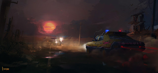 Mad Max MFP patrol car on moonlit night